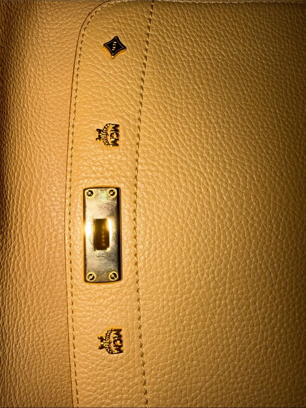 Women’s MCM Milla  Leather Top-Handle Satchel - Tan color.